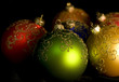 Christmas colored balls with golden ornament
