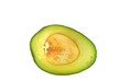 half of fruit avocado on white background