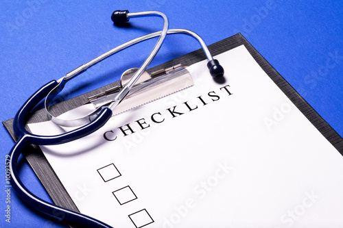 Photo: blank clipboard with modern stethoscope, space for messages blank clipboard with modern stethoscope, space for messages