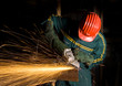 heavy industry, manual worker with grinder background