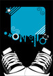 Grunge illustration of sneakers and text-box