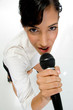 ariel view of female singer performing