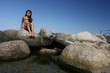 Portrait of Chinese girl shot at the beach in summer.