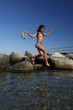 Portrait of Chinese girl shot at the beach in summer.