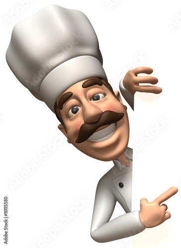 Chef avec un panneau blanc