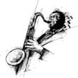 Quadro freehanding drawing of a jazz saxophonist Quadro freehanding drawing of a jazz saxophonist