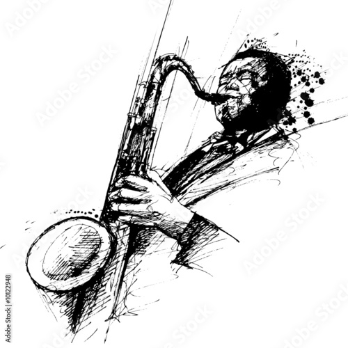 freehanding drawing of a jazz saxophonist freehanding drawing of a jazz saxophonist