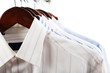 Close-up rack shirts isolated on white background
