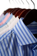 Close-up rack shirts isolated on white background
