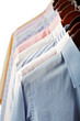 Close-up rack shirts isolated on white background