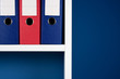 Photo: Folders for documents in white bookcase Folders for documents in white bookcase