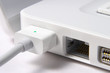 Closeup of white laptop