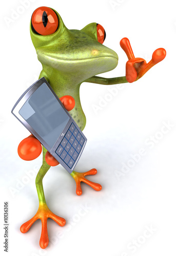 Grenouille avec un téléphone portable Grenouille avec un téléphone portable