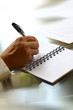 businessman hand write message in note