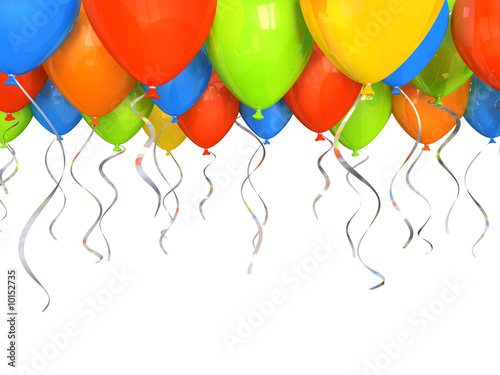 birthday balloons background. Party alloons background 3D