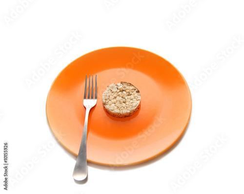 Photo: Orange plate with dietery pastry Orange plate with dietery pastry