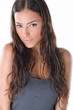 young brunette woman, studio shot