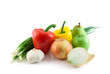 autumn fruits and vegetables isolated on white