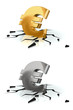 Crash de l'Euro or et métal brossé sur fond blanc Crash de l'Euro or et métal brossé sur fond blanc