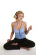 Pretty girl listening to the music.