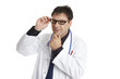 Doctor, veterinarian or medical worker thinking or pondering