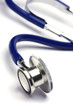 blue stethoscope isolated in white background