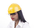 asian girl with a factory helmet