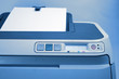 laser printer in blue lighting
