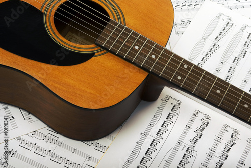 Musical notes and guitar Musical notes and guitar