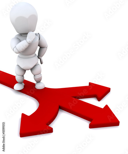 3D render of someone making a decision