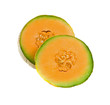 Halved Rock Melon isolated over white background