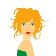 femme rousse et verte