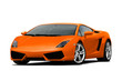3/4 view of orange supercar isolated on white