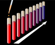 test tubes with on going reaction
