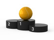 Isolated black podium and tennis ball. Isolated black podium and tennis ball.