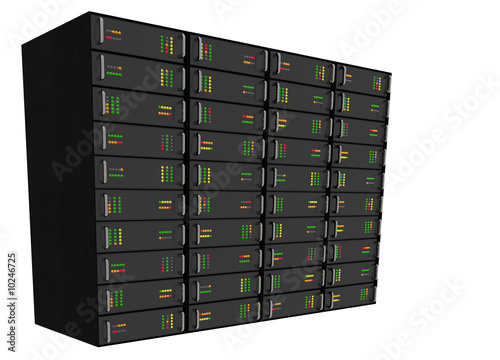 Illustration: Large Web Hosting Server Rack on white Large Web Hosting Server Rack on white