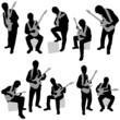 man playing electrical guitar vector set