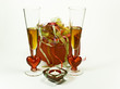 Celebration with drinks, candle and gift