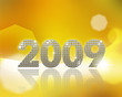 Year 2009 type on golden background