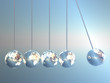 Illustration: Newton cradle pendulums in Earth-Look Newton cradle pendulums in Earth-Look
