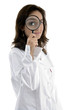 doctor holding magnifier glass with white background doctor holding magnifier glass with white background