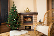 Photo of interior of room prepared for celebrating Christmas