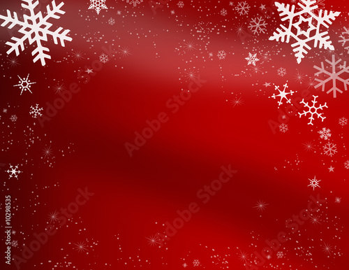 Red Christmas background with snowflakes