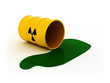 3d illustration of radioactive barrel on white background