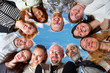 Foto: Happy team. 11 peoples. On blue sky. Happy team. 11 peoples. On blue sky.