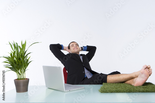 Foto: Happy, "green" businessman Happy, "green" businessman