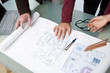 Architects at work close up
