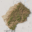 Lesotho. Shaded relief map, colored for vegetation.