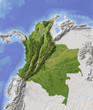 Colombia. Shaded relief map, colored for vegetation. Colombia. Shaded relief map, colored for vegetation.