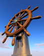 steering wheel on blue sky